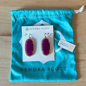 Kendra Scott Elle Gold Drop Earrings- Purple